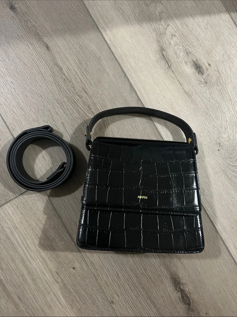 JW PEI Women's FAE Top Handle Crossbody Croc-Embossed Top Handle Bag